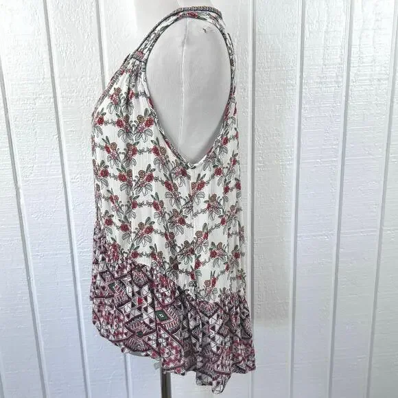 Patrons of Peace Boho Peplum Tank Floral Festival Top Hippie Women M - Picture 4 of 8